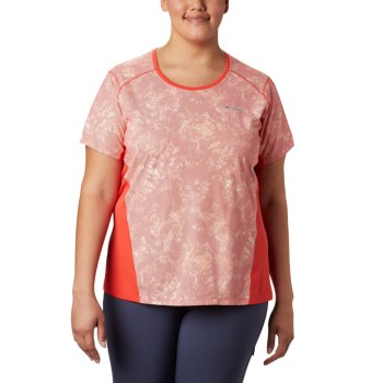 Columbia Solar Chill 2.0 Short Sleeve Plus Size, Camiseta Rojos Para Mujer | 354267-QMJ